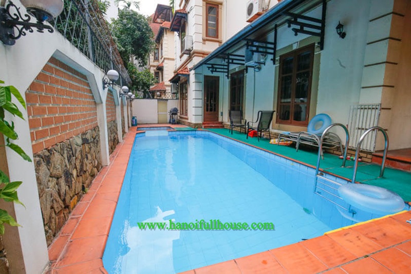 Spacious villa with beautiful pool, garden, six bedrooms in To Ngoc Van, Tay Ho for rent