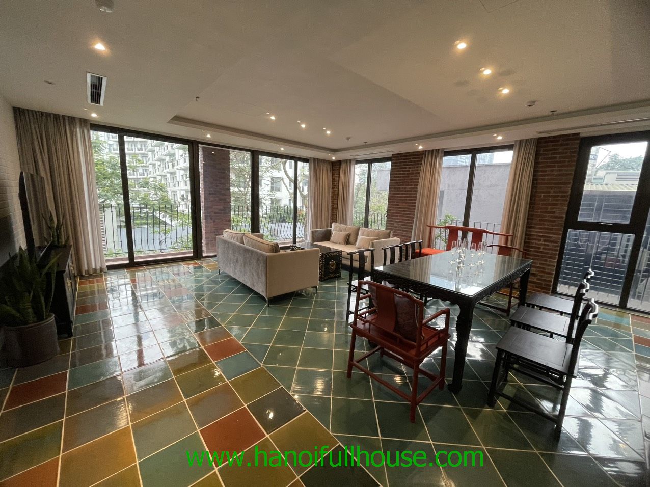Furnished apartment on Dang Thai Mai with 4 bedrooms for rent. 