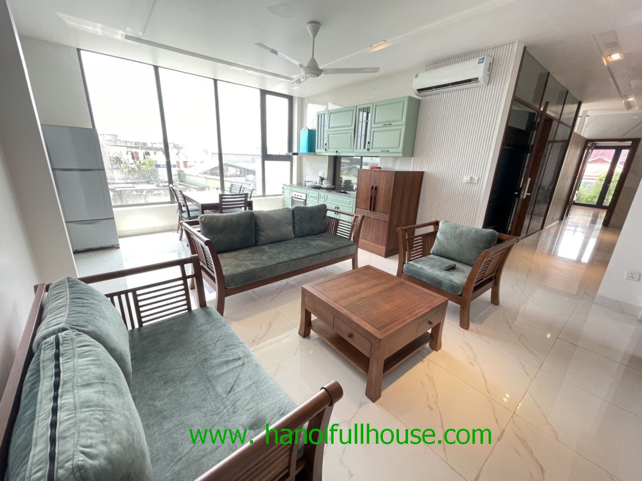 A newly furnished serviced apartment with 4 bedrooms in tay ho for rent. 