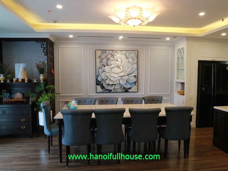 Brand new 120 sq m furnished apartment for rent in Hanoi Aqua Central apartment building on Yen Phu street