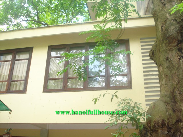 Beautiful house with 3 bedrooms, garden, large yard, garage in Hoan Kiem dist for lease