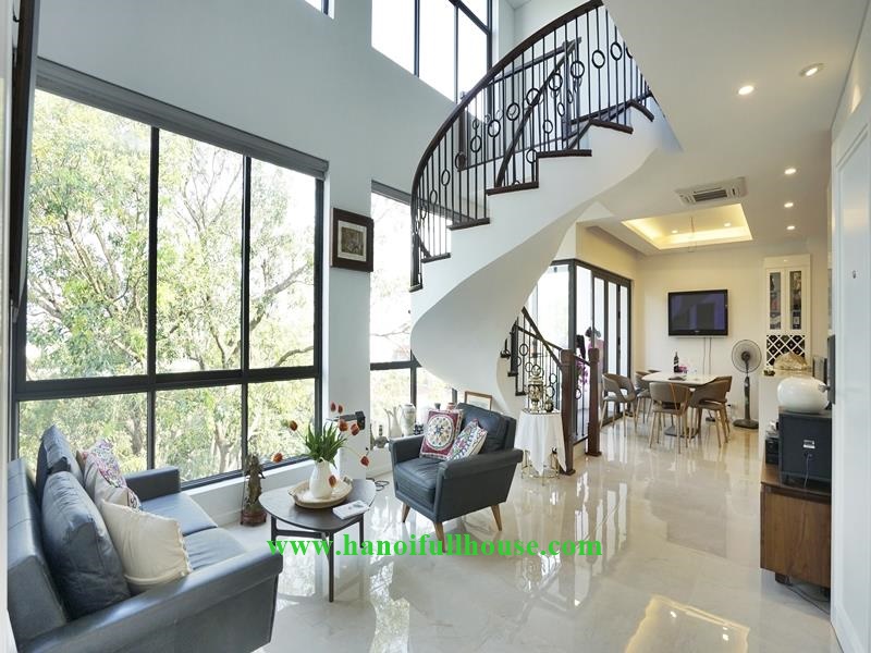 Lake view duplex 2 bedroom apartment for lease in Vong Thi, Tay Ho District