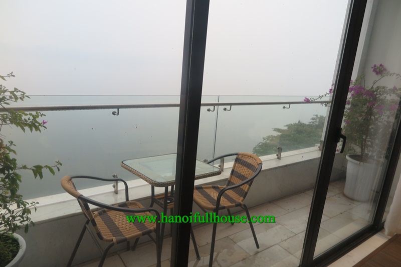 Nice, brand new apartment in Yen Phu village, facing the lake, 2 bedrooms, big balcony, good and modern furniture.