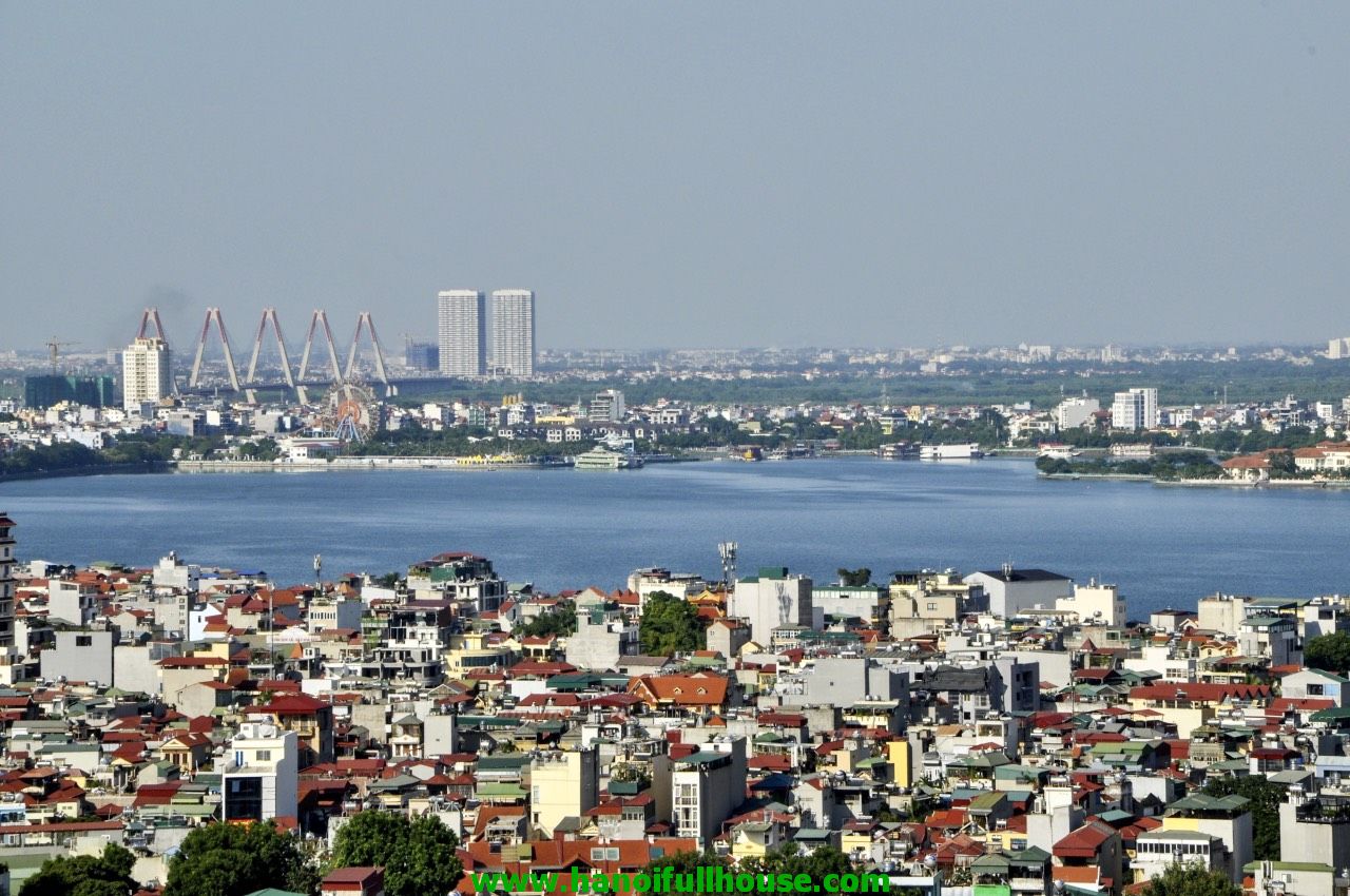 High floor 2 Bedroom apartment in Hoa Binh Green, Ba Dinh District with balcony overlooking Nhat Tan Bridge