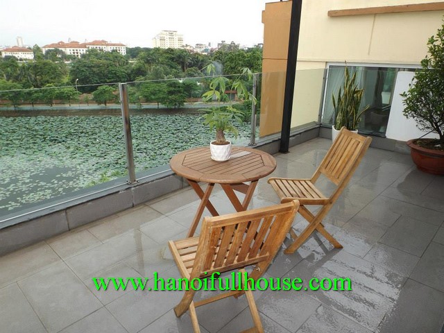 West Lake- beautiful balcony, lake view two bedroom serviced apartment rentals in Quang Khanh street 