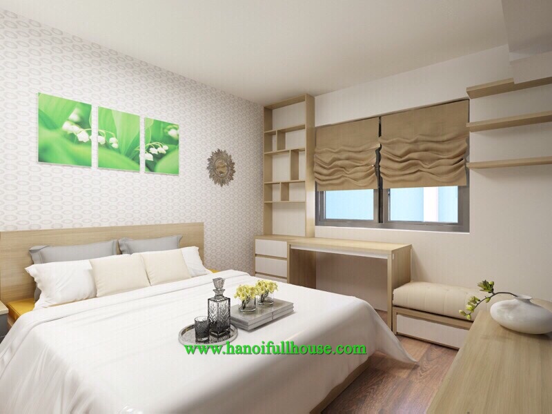 Cho thuê căn hộ 2 phòng ngủ view hồ, nội thất xịn trong khu Ngoại Giao Đoàn