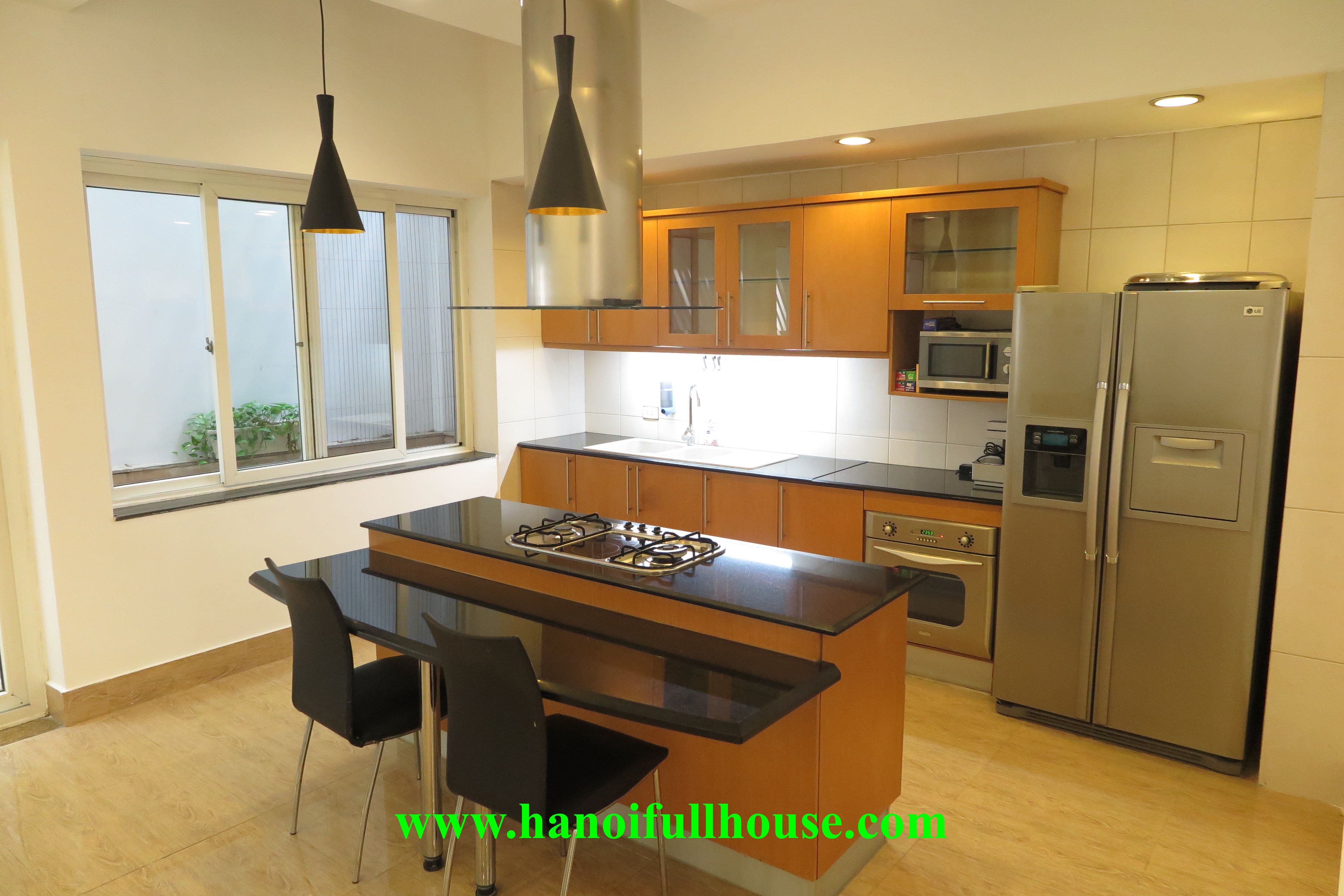 Beautiful house in Tay Ho for rent, 2 modern bedrooms, big garden. 