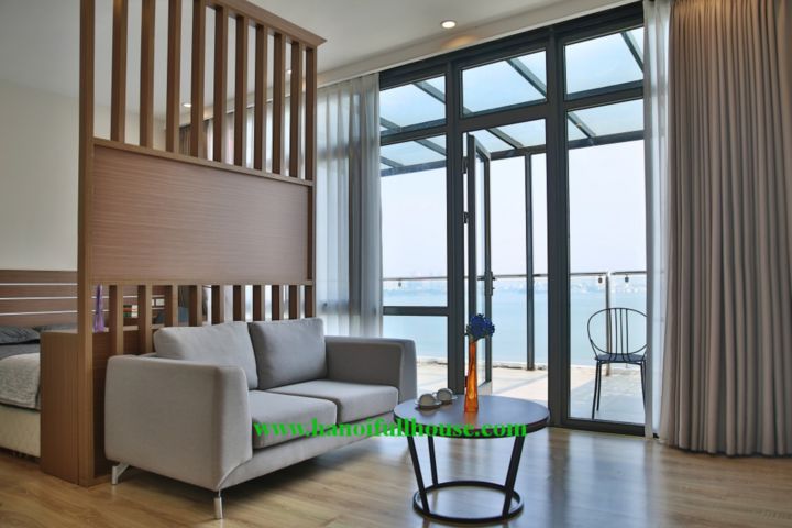 Wonderful lake view Studio with big balcony in Nguyen Dinh Thi street 