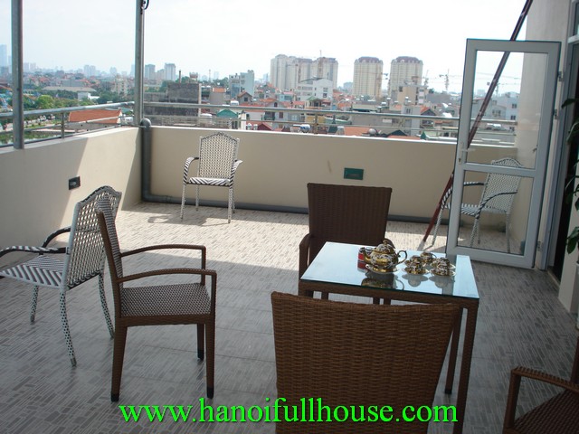 Nice terrace apartment with lake view, elevator, fully furnished for rent in Tay Ho dist now
