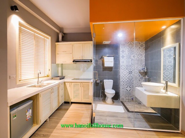 FOR RENT: A studio serviced apartment with a great kitchen cupboard and luxury furnitures