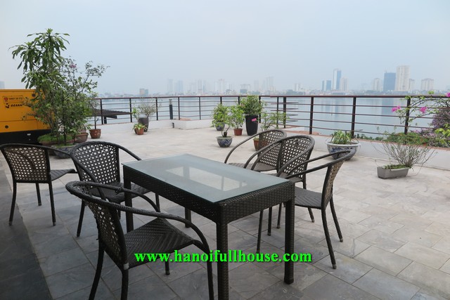 Serviced apartment for rent with 3 bedrooms, Quang Khanh street, West lake view, nice terrace.