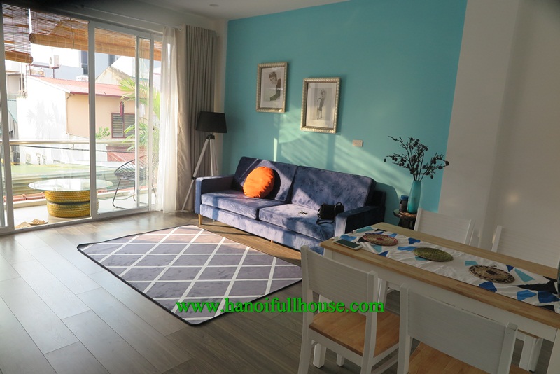 Service apartment with large balcony, high quality furniture and equipment for rent.