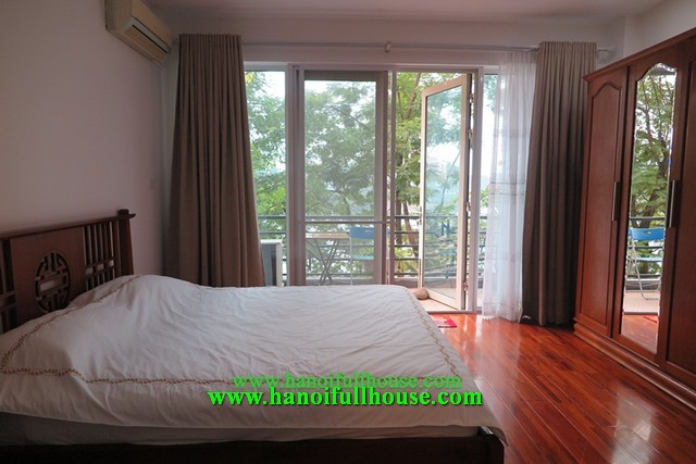 Super cozy and warm 2 bedroom apartment with big balcony, Truc Back lake view for rent..