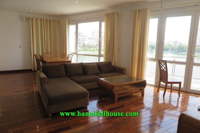 Three bedrooms, service apartment on Quang An street, West lake view, great balcony for rent.