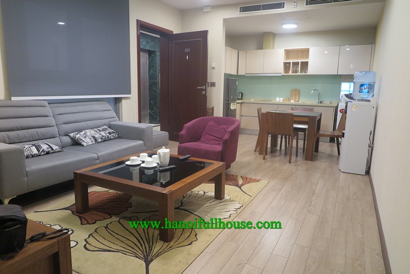 2-bedroom service apartment for rent on Kim Ma street, near Pham Huy Thong lake.
