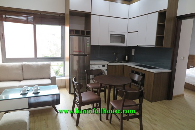 Nice service apartment in Tay Ho street, 2 bedrooms, balcony and terrace for rent.