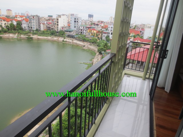 Perfect lake view & balcony serviced apartment with one bedroom for rent in Au Co, Tay Ho