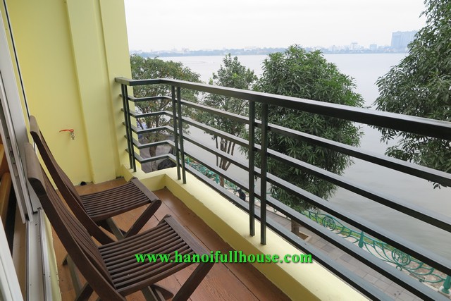 Lake view apartment on Tu Hoa street, 2 bedrooms, large balcony for rent.