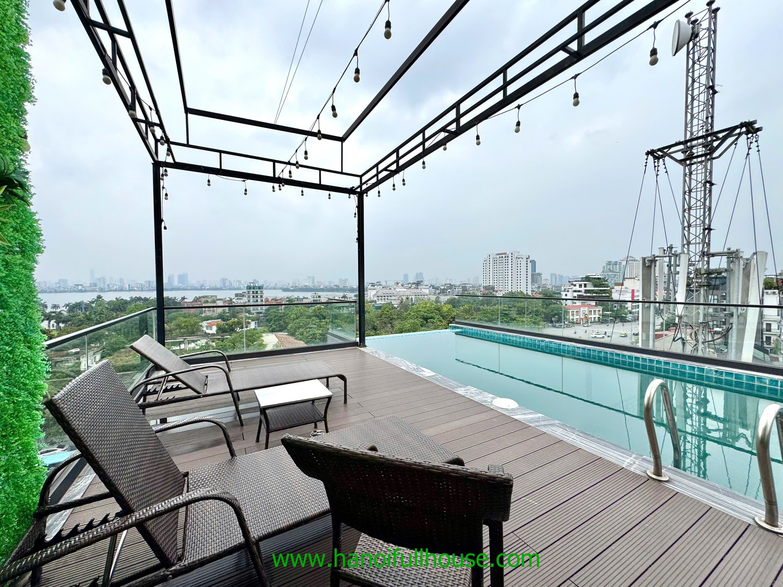 Nice swimming pool 2 bedroom serviced apartment in Tay Ho for lease
