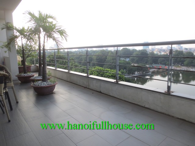 Ba Dinh lake view apartment with large balcony, furnished, lift
