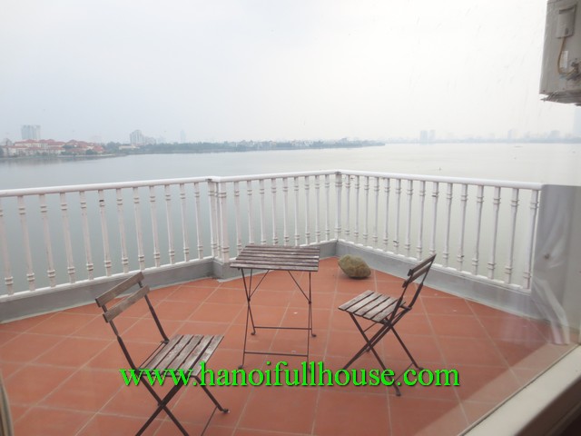 A large terrace serviced apartment on facing West Lake, 2 bedroom for rent 