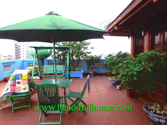 Luxury serviced apartment with a nice terrace to rent in Tay Ho district, Hanoi