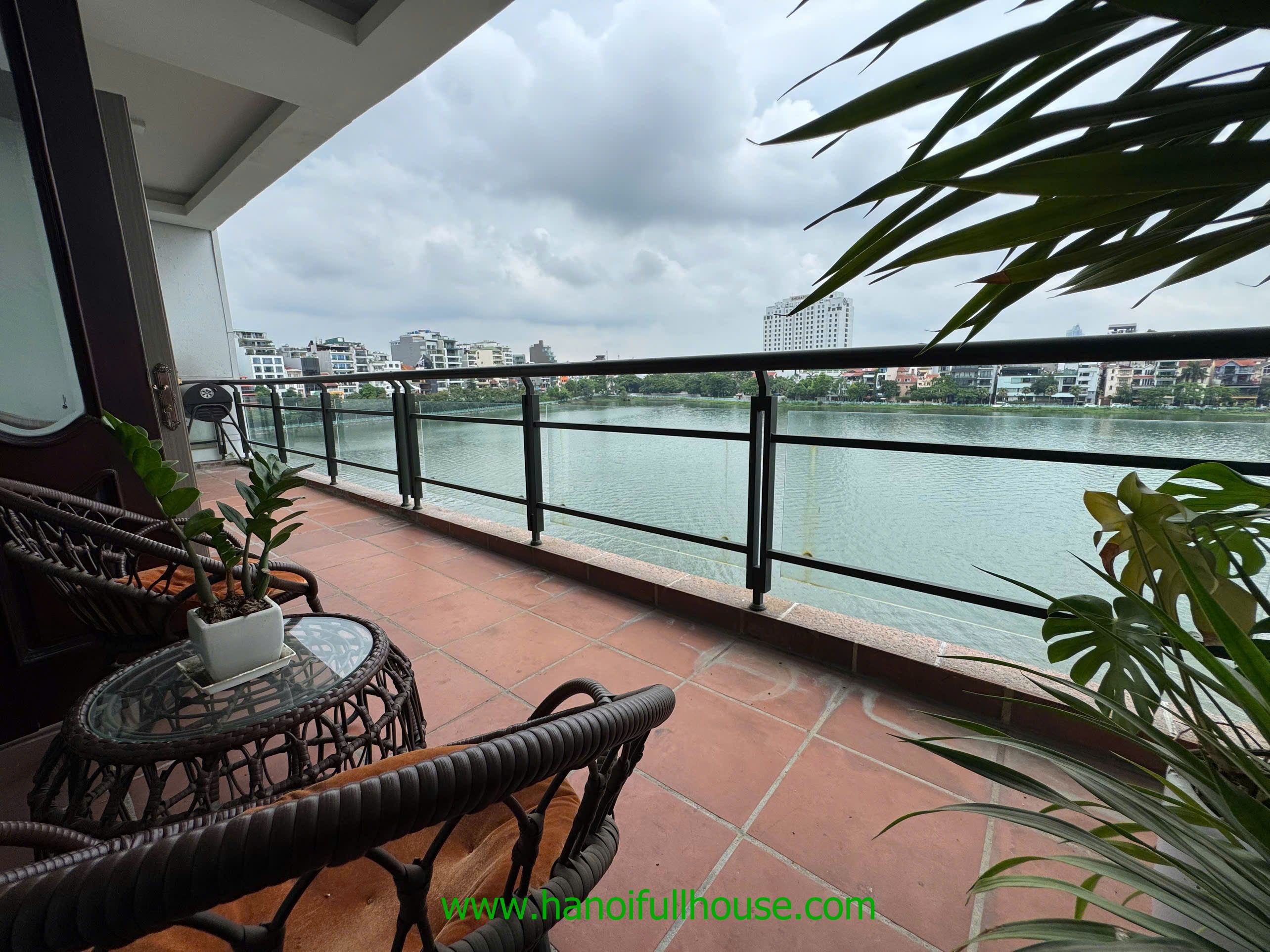 Lake view 2 bedroom professional serviced apartment in Tay Ho for lease. Very reasonable price!