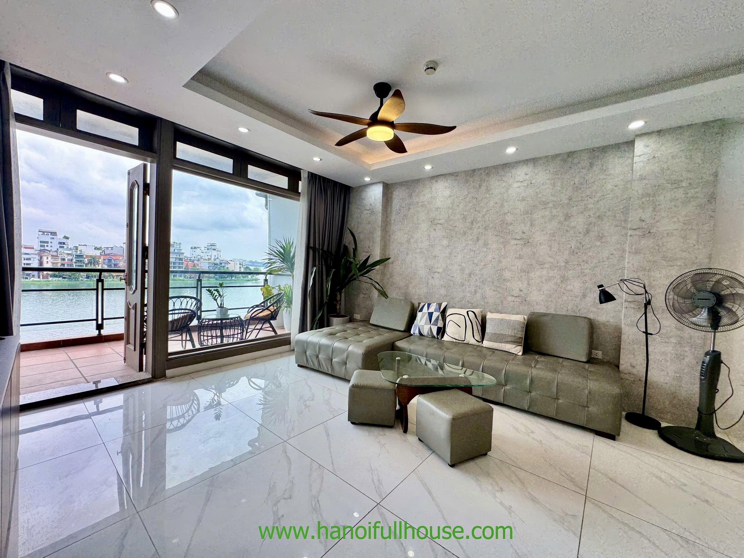 Lake view 2 bedroom professional serviced apartment in Tay Ho for lease. Very reasonable price!
