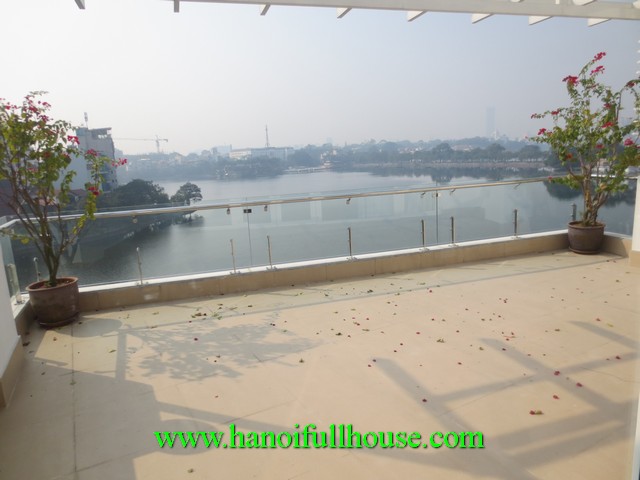 A large balcony serviced apartment in Truc Bach lake area for rent