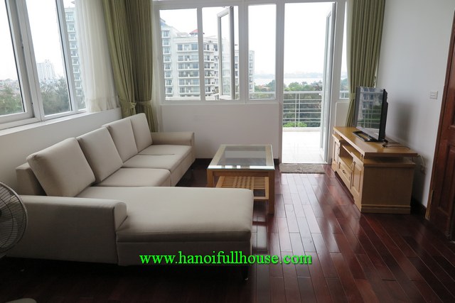 Large balcony two-bedroom serviced apartment in Tay Ho for rent