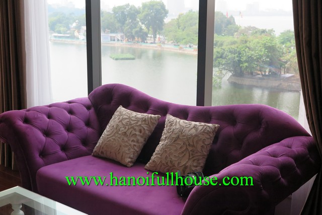 2 bedroom serviced apartmet in Truc Bach for rent, balcony, brand-new, lake view