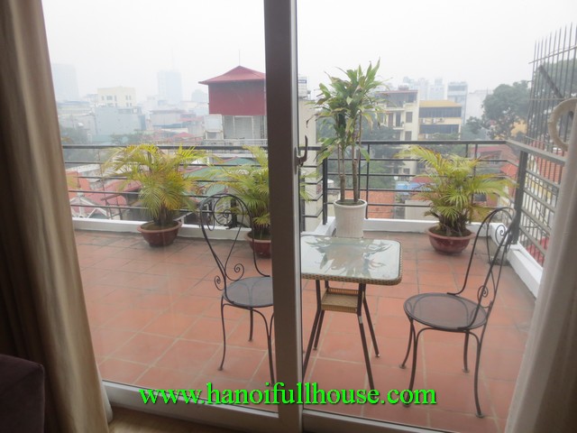 Large balcony outdoor serviced apartment in Hanoi center for rent