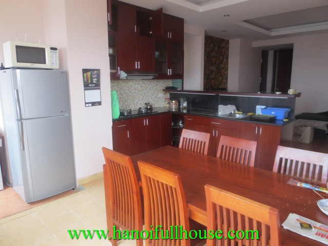 Ha Noi apartment for rent. 2 bedrooms, 2 bathrooms, wooden floor, fully furnished