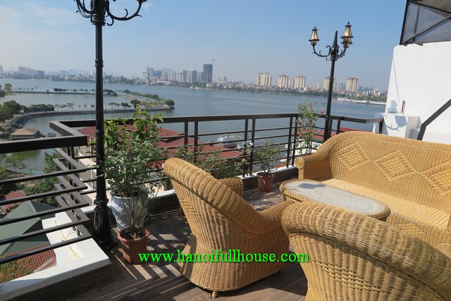 Beautiful furnished apartment for rent. Lake view, garage, a nice terrace, 2BRs in Tay Ho