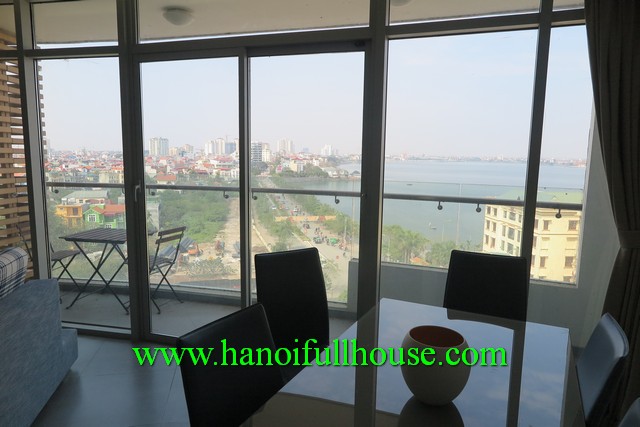 Lake view, fully furnished, balcony, 3 bedroom apartment in Watermark-Hanoi, Vietnam