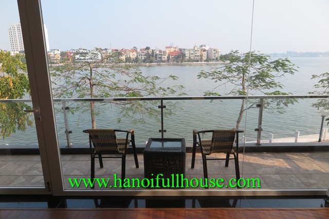 3 bedroom lake view, balcony spacious serviced apartment in West Lake, Tay Ho, HN