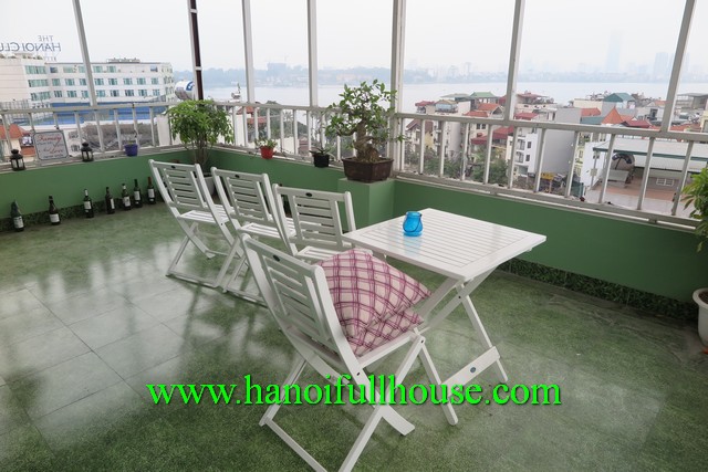Modern serviced apartment in Tay Ho dist for rent. Lake view, furnished and terrace