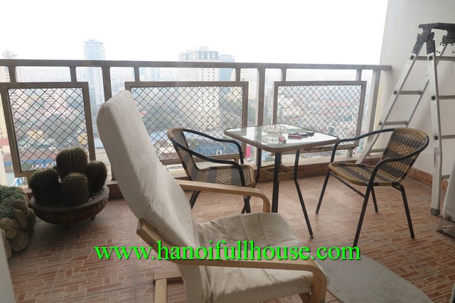 Big balcony three bedroom apartment for rent in Ngoc Khanh street, Ba Dinh dist, HN