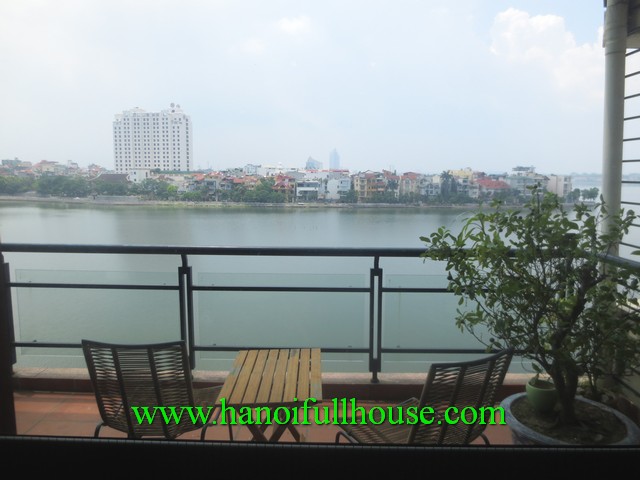 West Lake view balcony serviced apartment with 2 bedroom in Xuan Dieu street for lease