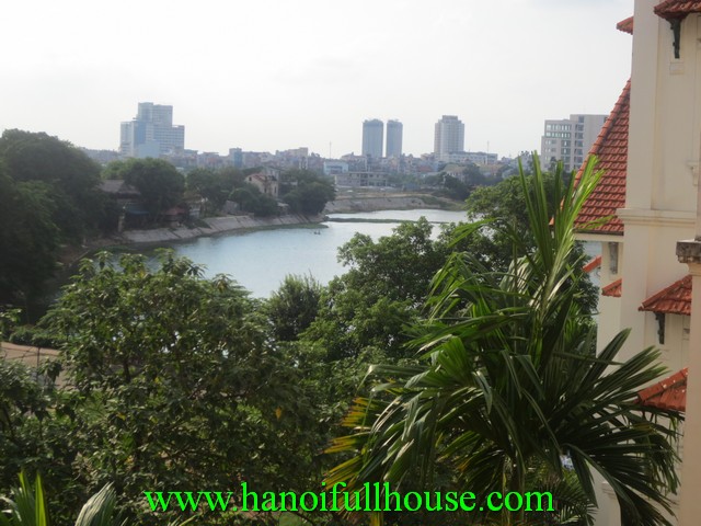 Tay Ho villa with big courtyard for rent. Wooden floor, modern designed
