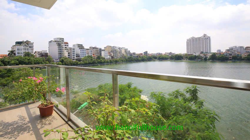 Serviced apartment with 4 bedrooms, lake view in West lake for rent