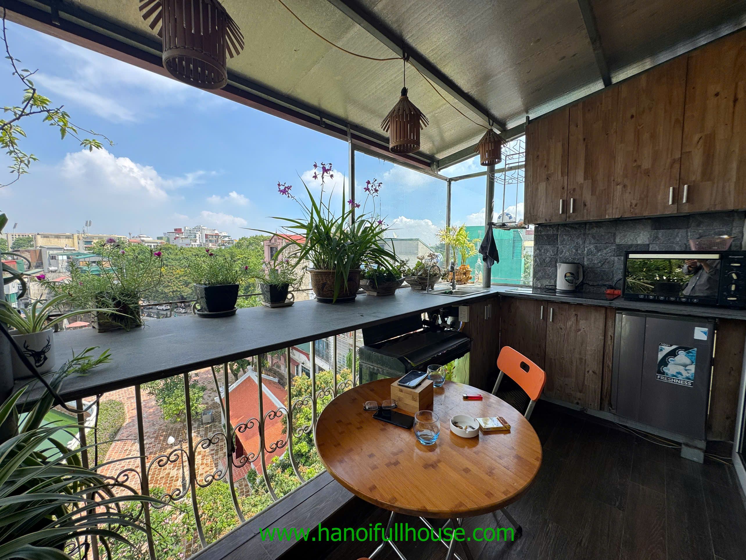 A duplex serviced apartment in Dong Da district for lease. wonderful view and a garden on rooftop