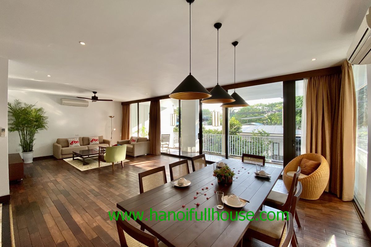 Cozy serviced apartment with 3 bedrooms in Tay Ho for lease