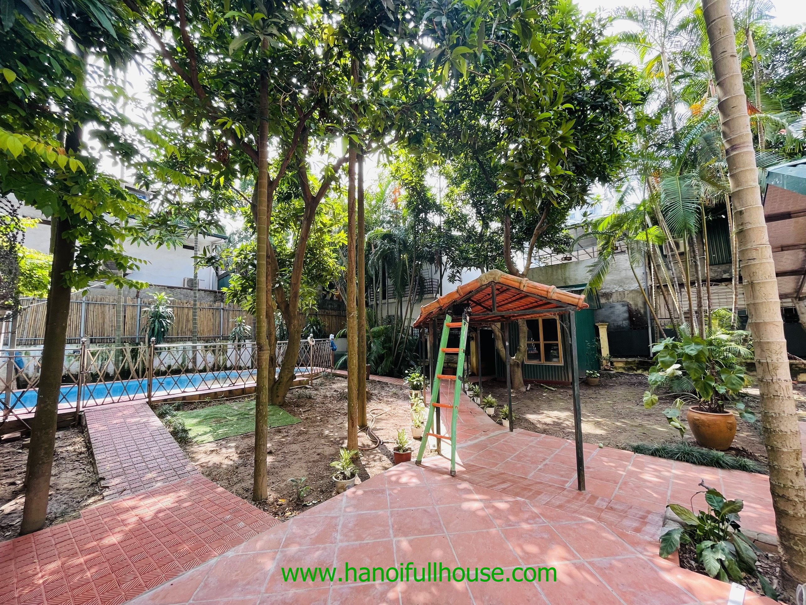 Tay Ho housing with big garden and swimming pool to rent