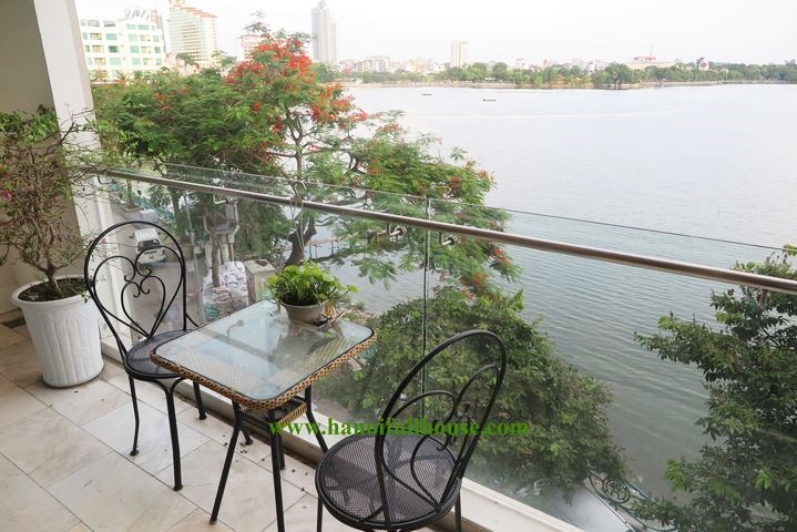 1 bedroom apartment for rent with big balcony, view of West Lake in Yen Phu Village - Tay Ho dist