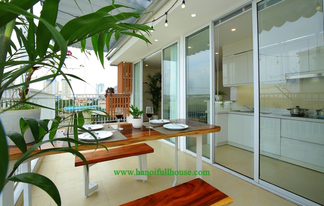 Stunning 2 bedrooms apartment with big balcony, lake view for rent in Tay Ho dist
